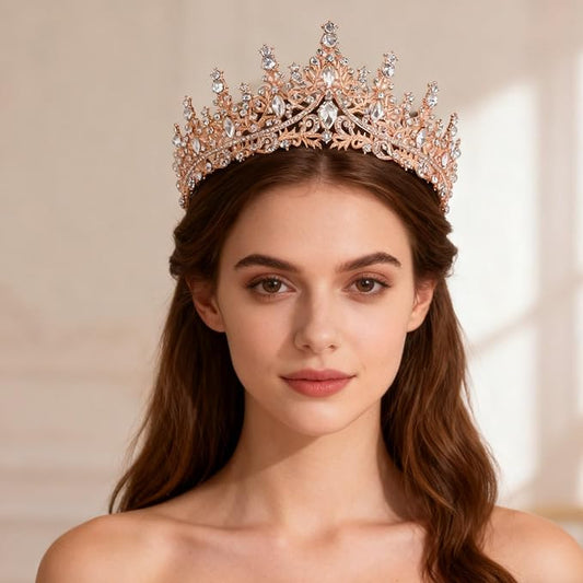 Gold Tiara for Women,Tiaras for Girl Bride Wedding Hair Accessories for Bridal Birthday Party Prom Halloween Cos-play Cost...
