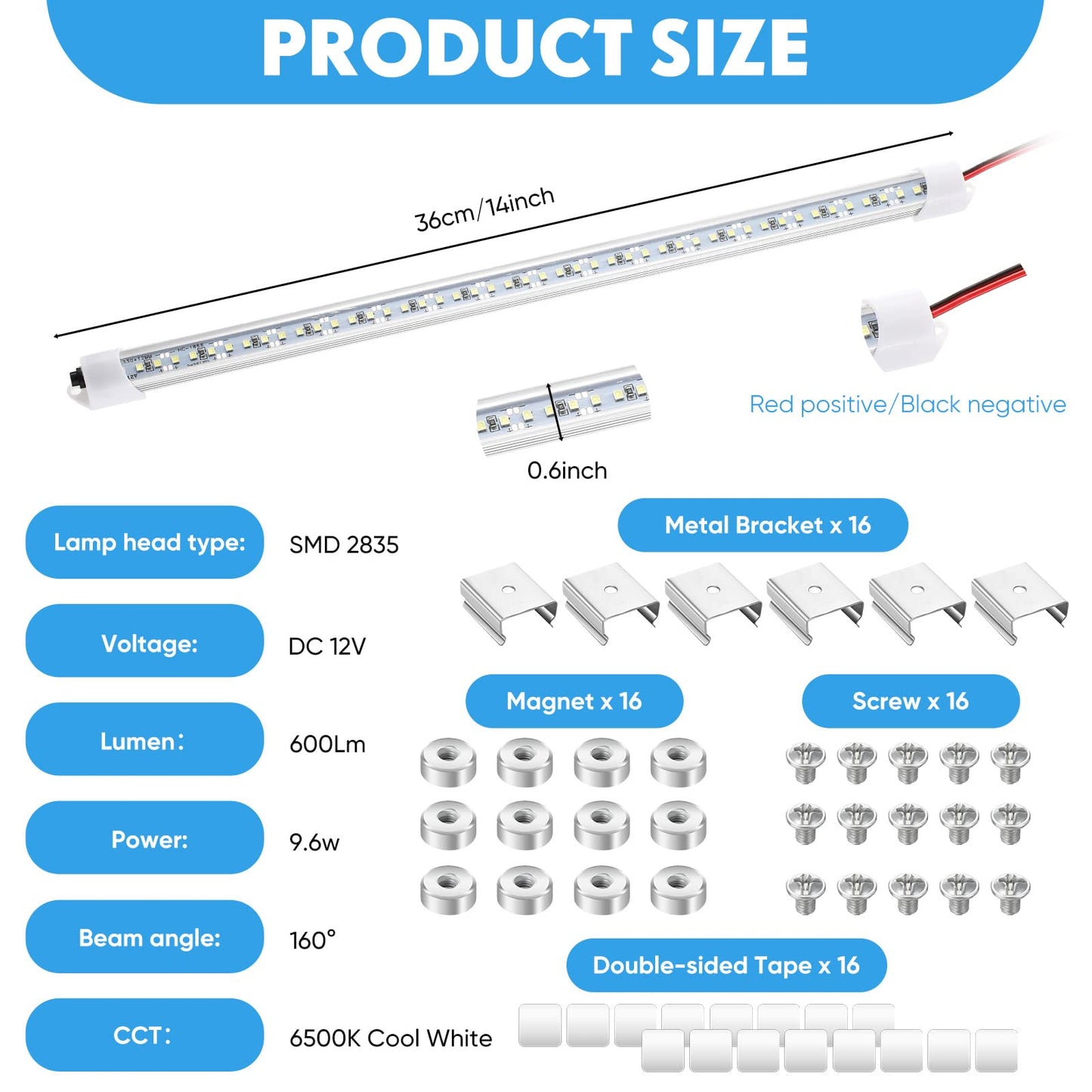 8 Pcs 12V Interior Led Light Bar For Car Led Light With Switch And Magnets Strip White 12V Lighting For Indoor Room Home Car Cargo Truck Trailer Van