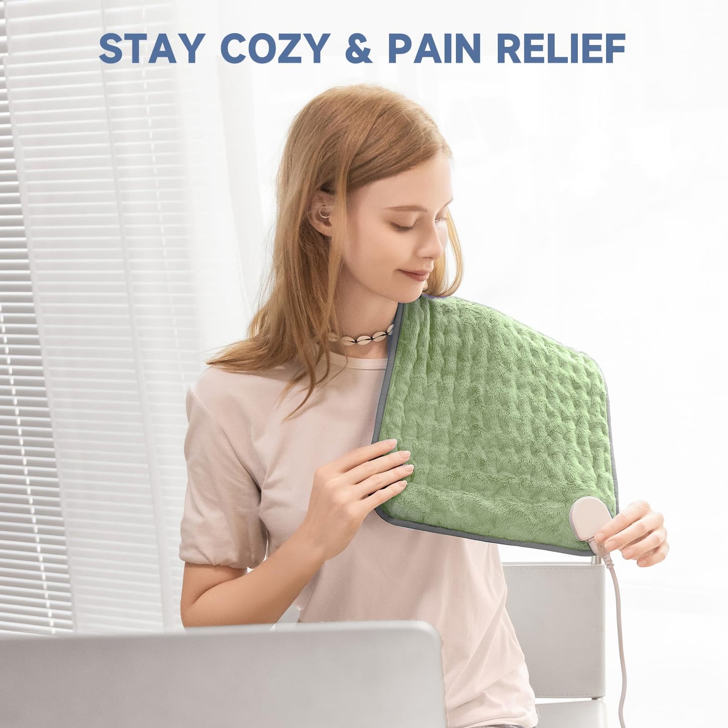 Electric Heating Pad for Pain Relief, Soft Heat Wrap for Neck, Back, Legs, Moist/Dry Heat, 6 Heat Settings & Auto Shut-Off, Gift for Mom, Dad, Grandma, Grandpa