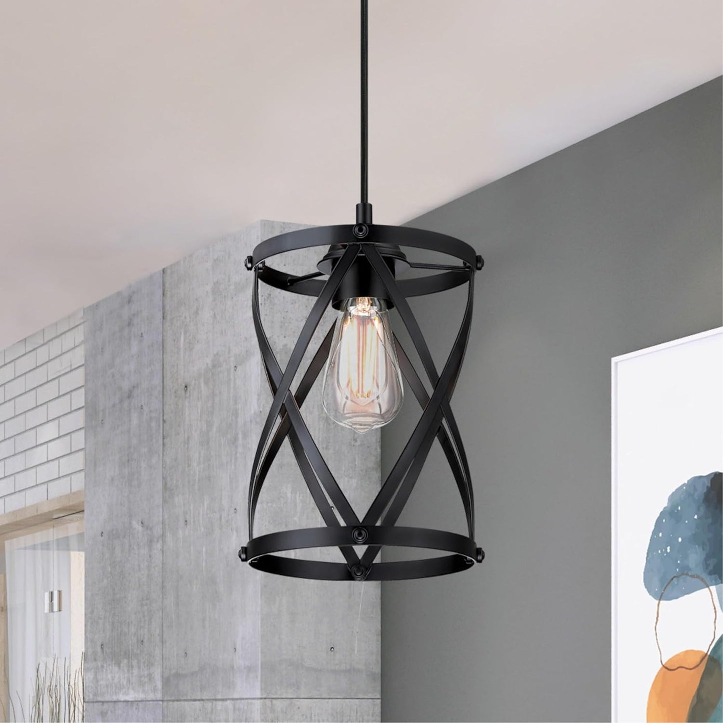 Westinghouse 6132500 Isadora Traditional One Light Indoor Mini Pendant, Matte Black Finish
