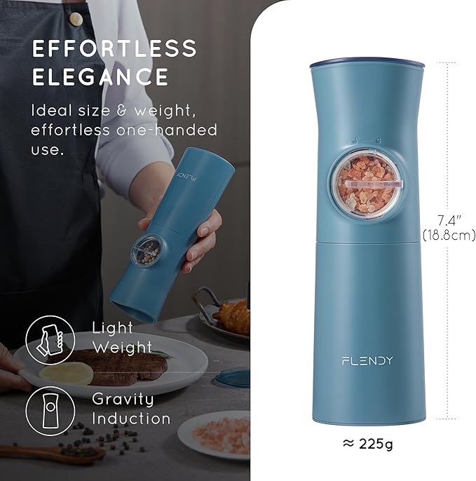 Gravity Electric Salt and Pepper Grinder Set Rechargeable, Automatic Salt and Pepper Grinder Set with USB C Charging Base, Gravity Salt and Pepper Shakers Set Electric