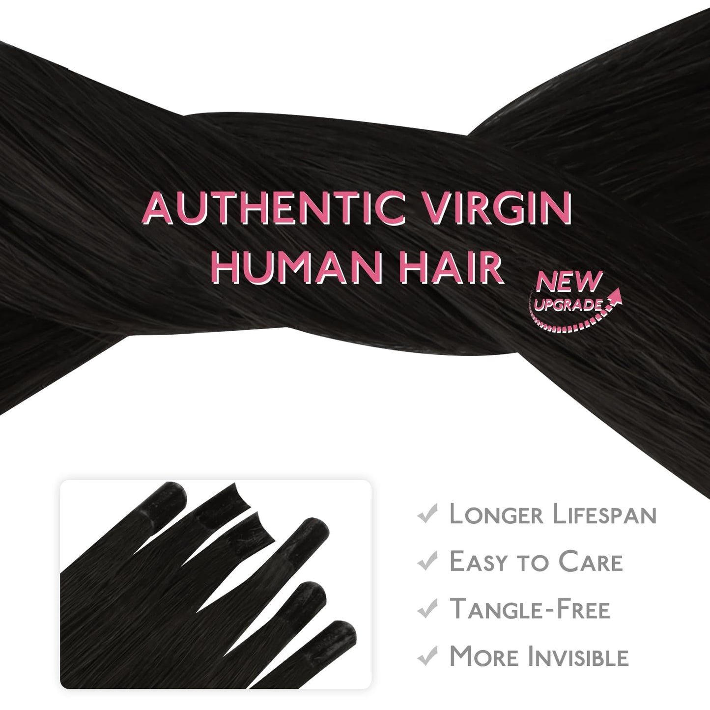WENNALIFE U Tip Hair Extensions 24 Inch Natural Black Remy Hair, 50g 50s Human Hair Extensions Real Human Invisible Straight K T