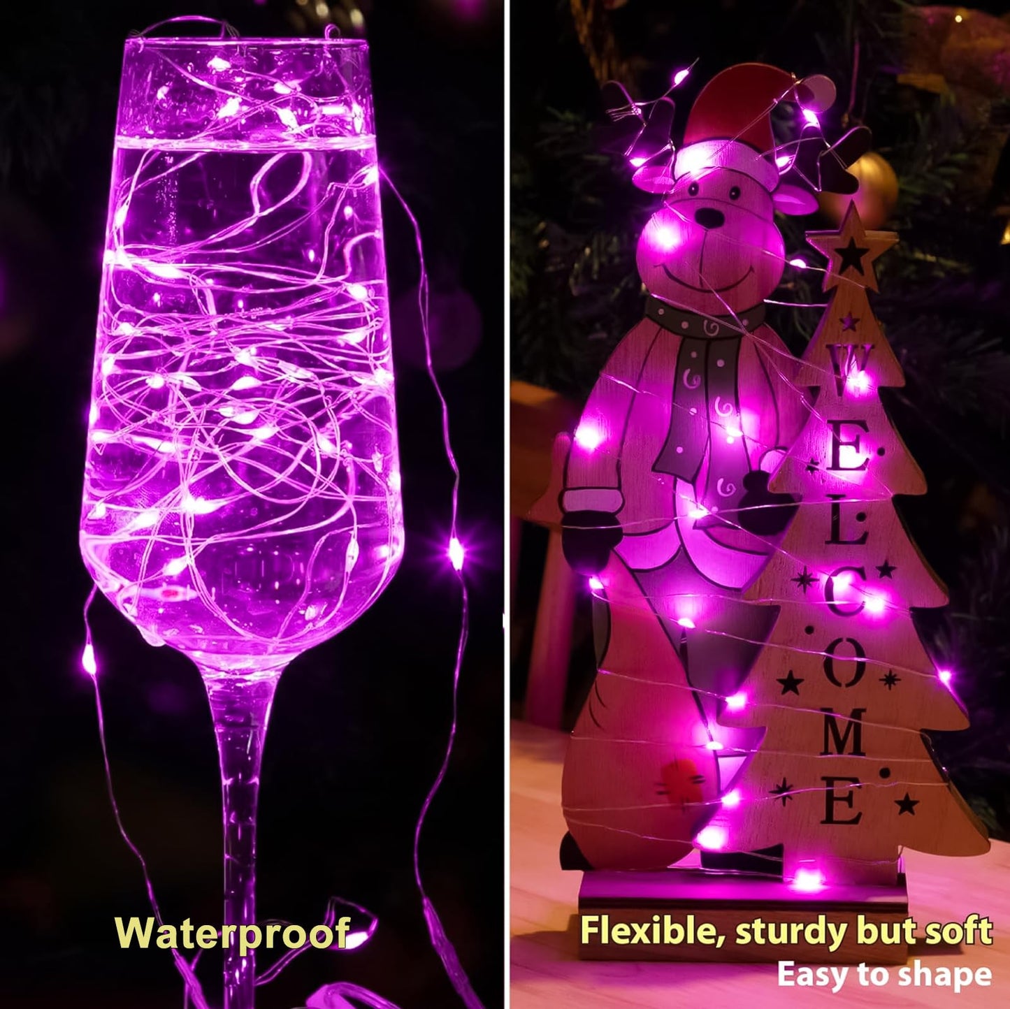Hxweiye 6 Pack Pink Fairy Lights, 7Ft 20Led Waterproof String Lights For Diy Decor, Battery Operated, Model Hy100150-20