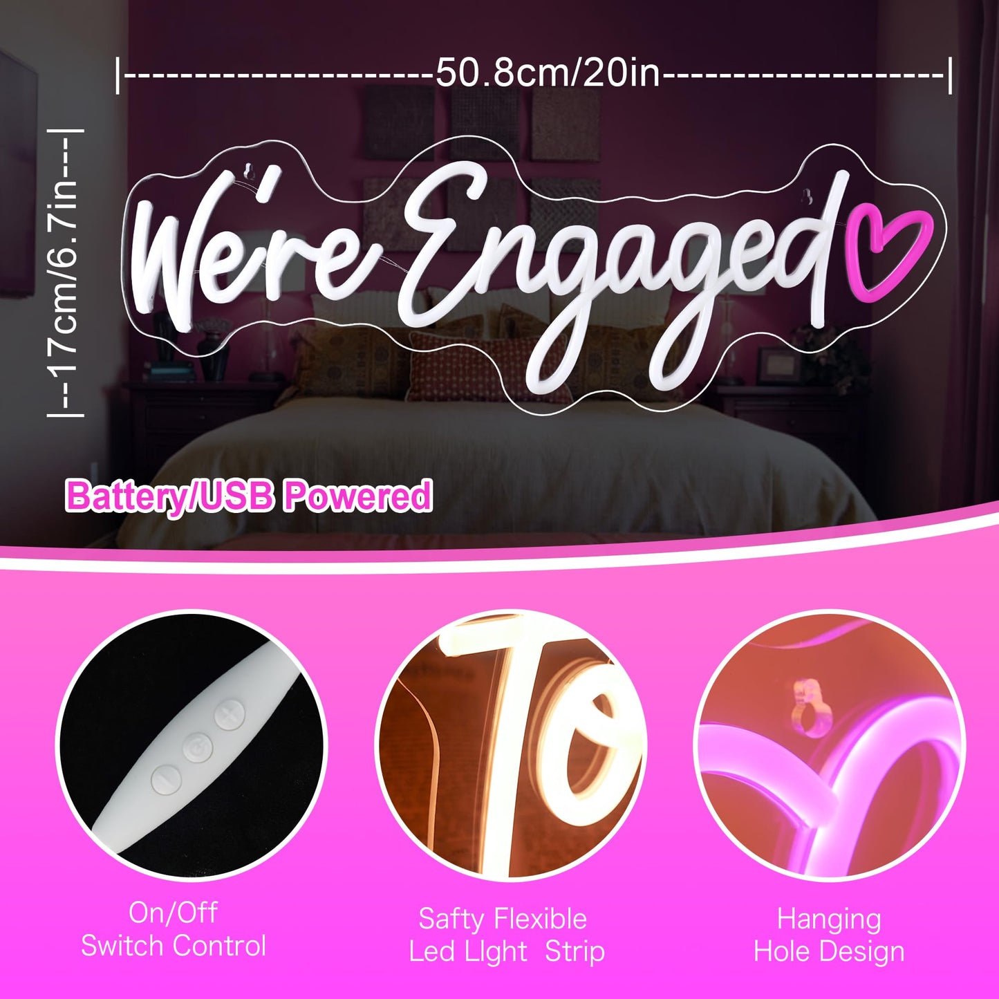 Were Engaged Neon Sign - Levels Dimmable Usb Neon Lights For Wall  Bedroom  Kids Room  Wedding Party Bar Decoration Neon Light For Wall Decoration Gift For Kids  Wedding Party Decoration