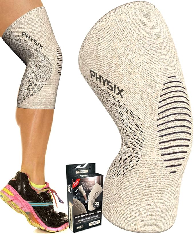 Physix Gear Knee Compression Sleeve for Men & Women - Best Compression Knee Brace for Walking, Running, Gym, Basketball, W...