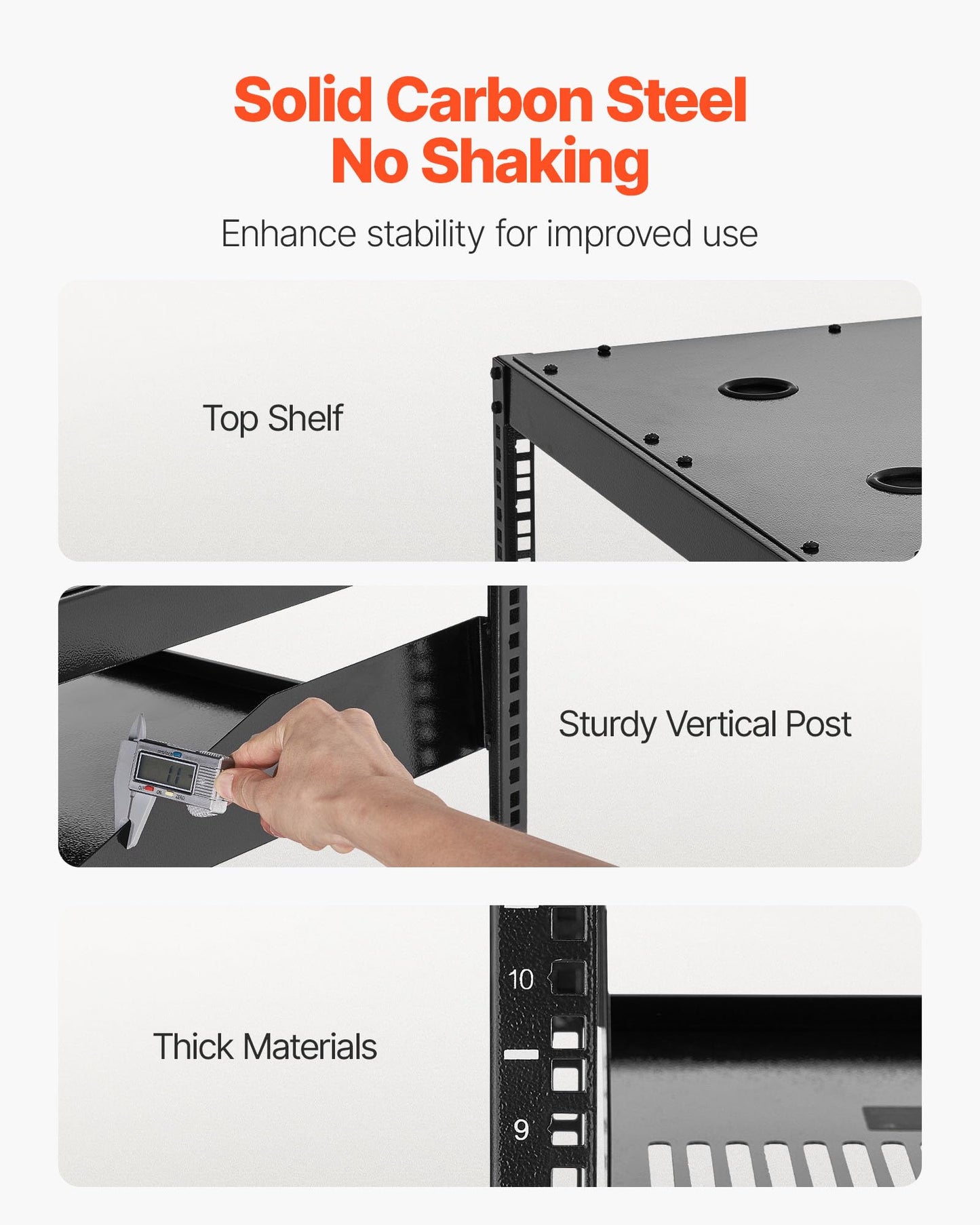 Vevor 10U Server Rack, Open Frame Network Rack,4-Post Floor Standing Or Wall Mounted, Includes 2Pcs Vented 1U Rack Shelves & Mou
