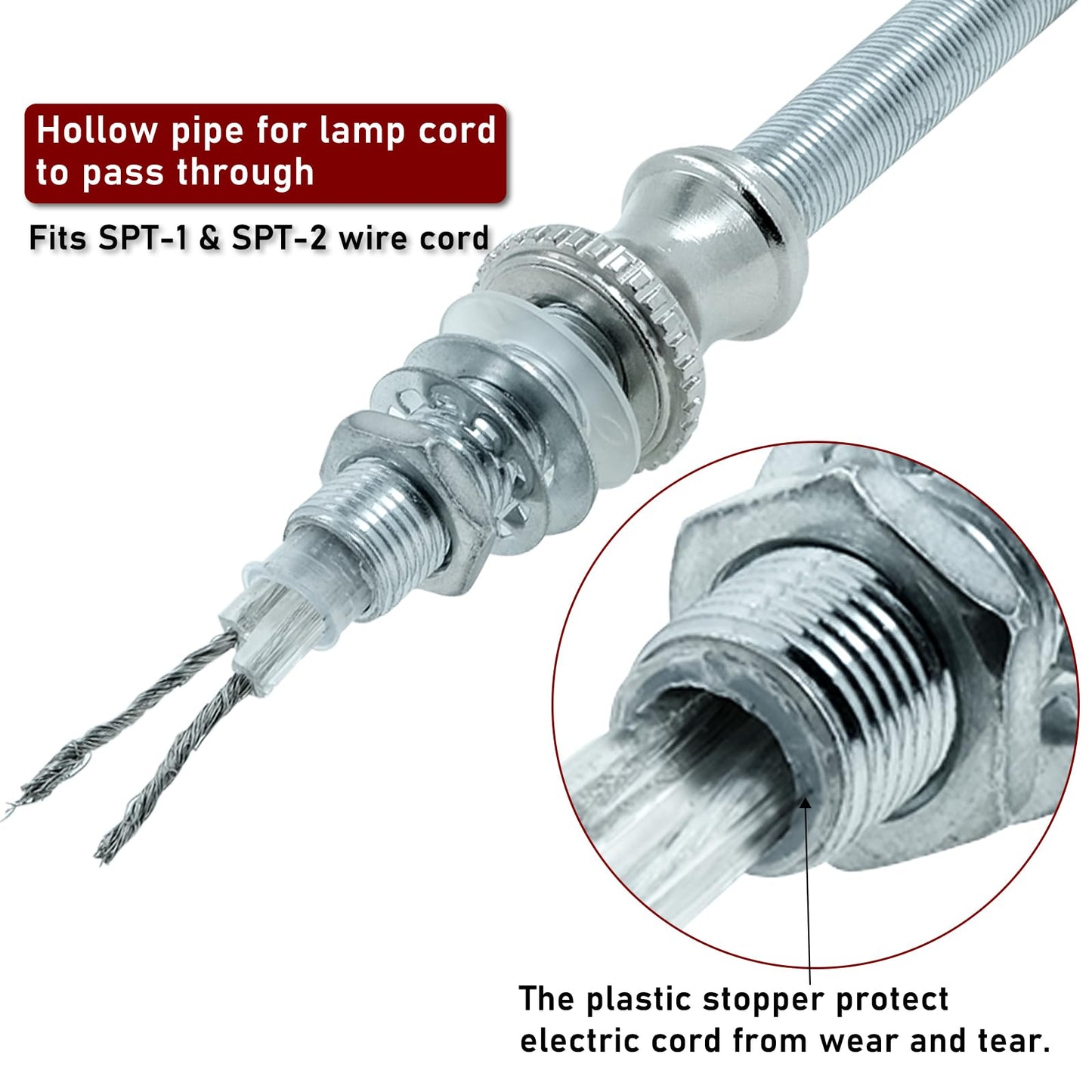 Goochan Lamp Repair Hardware Assortment - Metal, Silver, 12 Inch Rod Kit With Nipples, Connectors, Switch Knobs, Washers & Lock Nuts