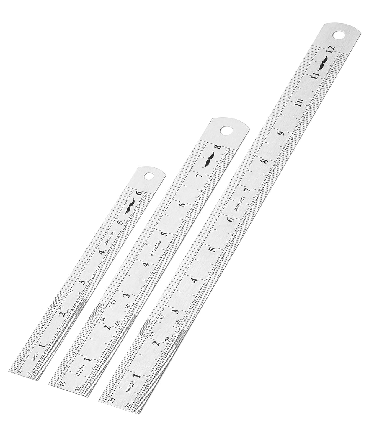 Mr. Pen- Stainless Steel Rulers, 3 pcs, 6", 8" & 12", 6 Inch Ruler Metal Rulers, Small Metal Ruler 6 Inch Metal Ruler Thin Flat, Stainless Steel Ruler 12 Inch, Centimeter Ruler, Steel Ruler 12 Inch