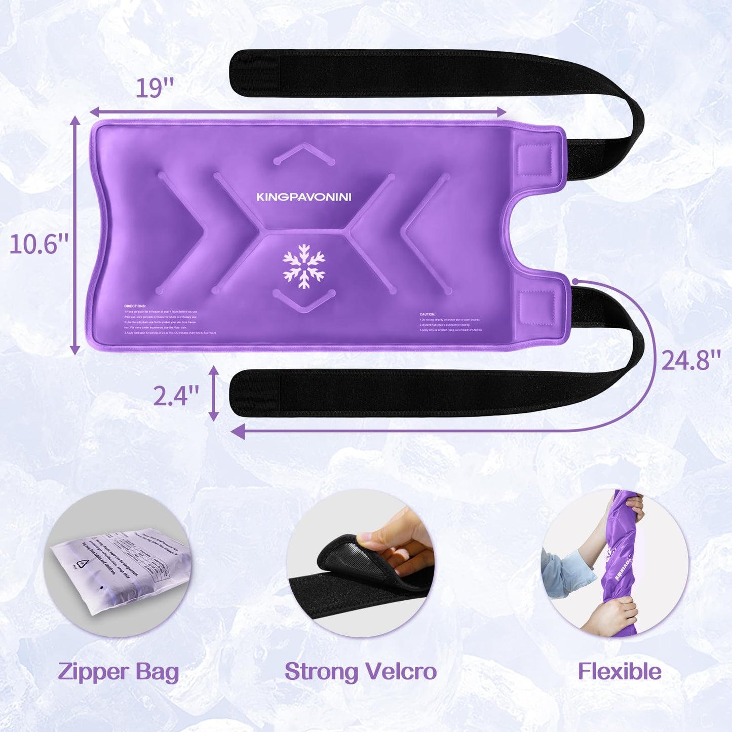 KingPavonini XXL Knee Ice Pack Wrap Around Entire Knee After Surgery, Large Reusable Gel Ice Pack for Injuries, Pain Relief, Swelling, Sports Injuries, 1 Pack (Purple)