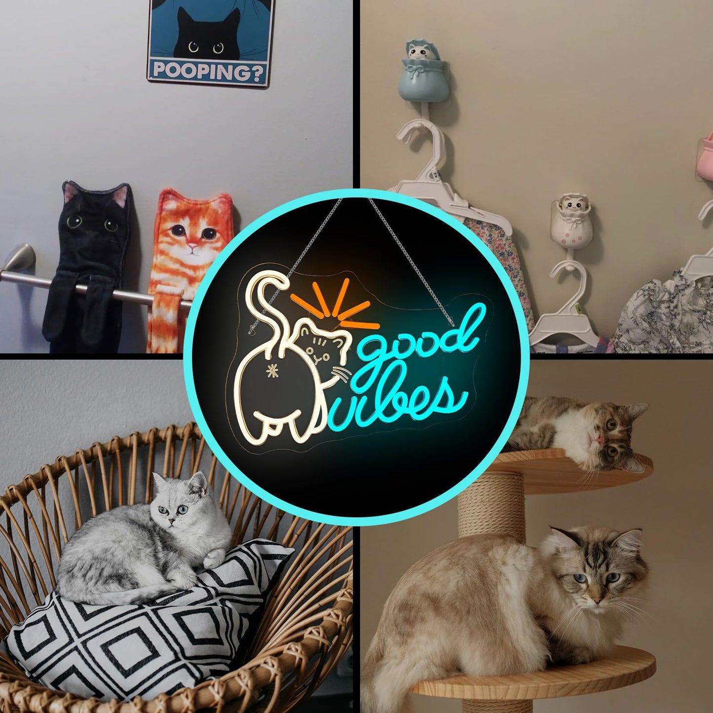 Jurong Cat Neon Sign For Wall Decor  Little Kitten Good Vibes Neon Light  Usb Powered  5V/2A  Led Dimmable For Home  Party  Gift  Office  Bedroom  Kids Room Background Decoration