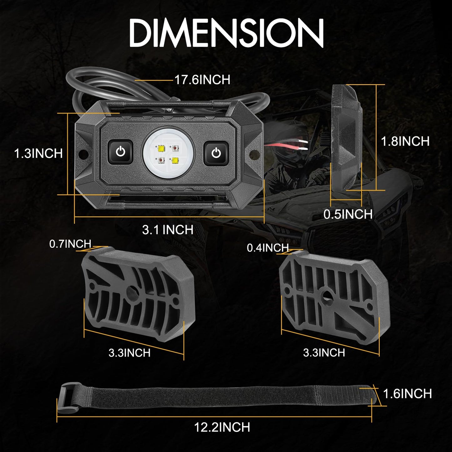 Utv Interior Dome Lights 12V Wired  Rfroad Lighting Led Dome Lights Universal Roll Bar Mount Led Light Utility Roll Cage Light For Utv Atv Rzr Can-Am Truck Golf Cart Sxs Cab - White/Red 2 Pack