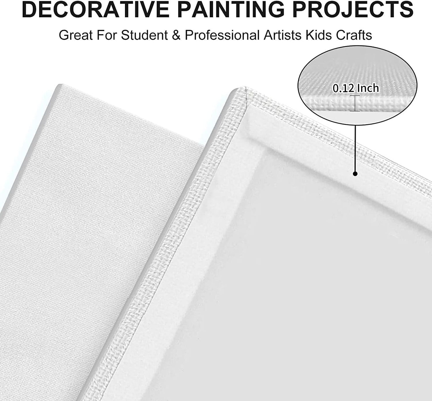 Artkey Canvas Panels 6x6 Inch 12-Pack, 10 oz Primed 100% Cotton White Blank Canvases for Painting, Square Flat Canvas Board for Oil Acrylics Watercolor & Tempera Paints