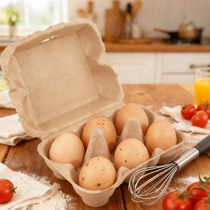 45 PCS 6 Count Egg Cartons Bulk,Paper Pulp Egg Trays Holder with Lid, Egg Container organizer,6 Egg Cartons Cheap Bulk for for Family, Farm, Market