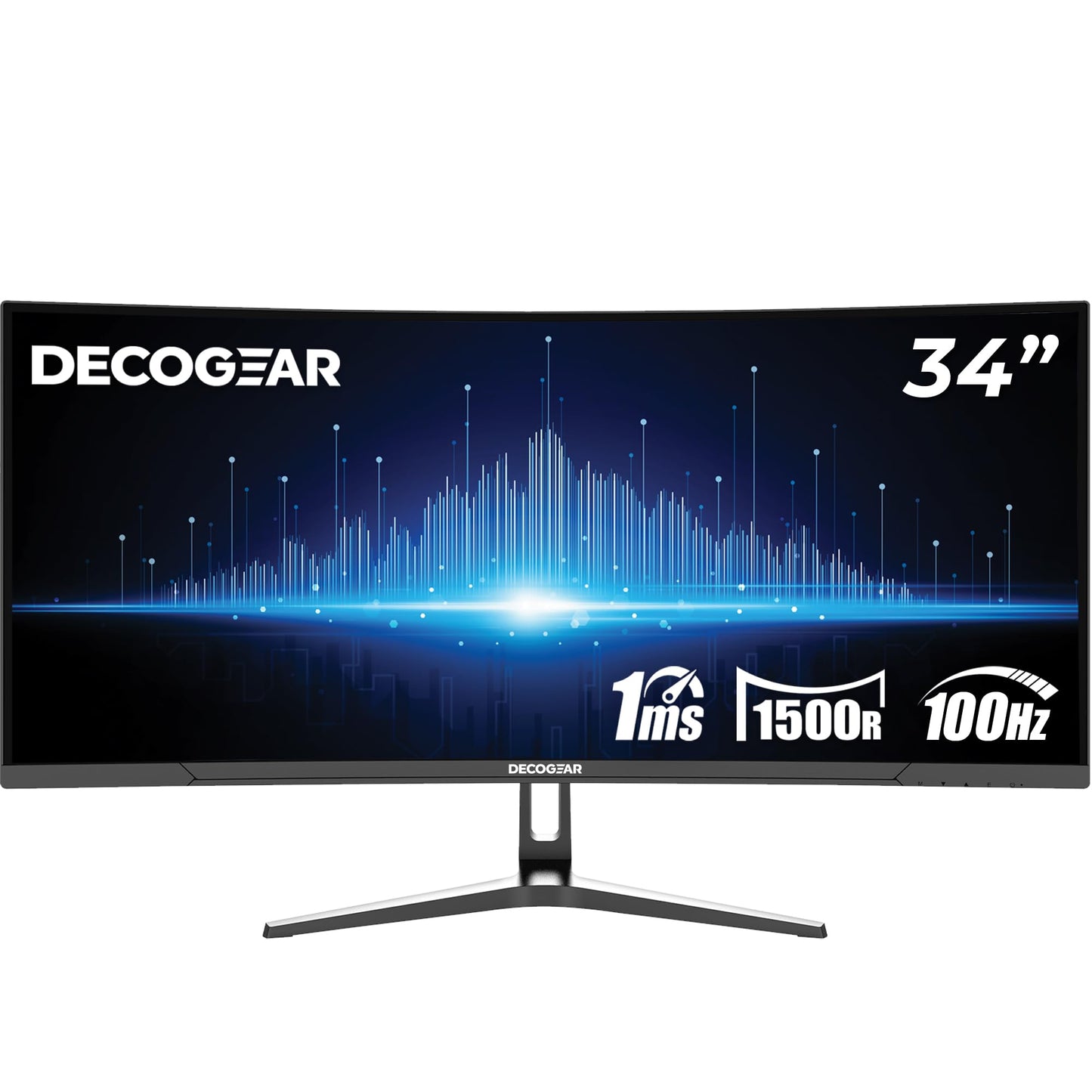 Deco Gear 34” Curved Ultrawide Business Monitor | 3440x1440, 100Hz, 1500R, 99% sRGB | Adjustable Stand, 2 HDMI and 2 DisplayPort | HDR, Low Blue Light, PIP/PBP