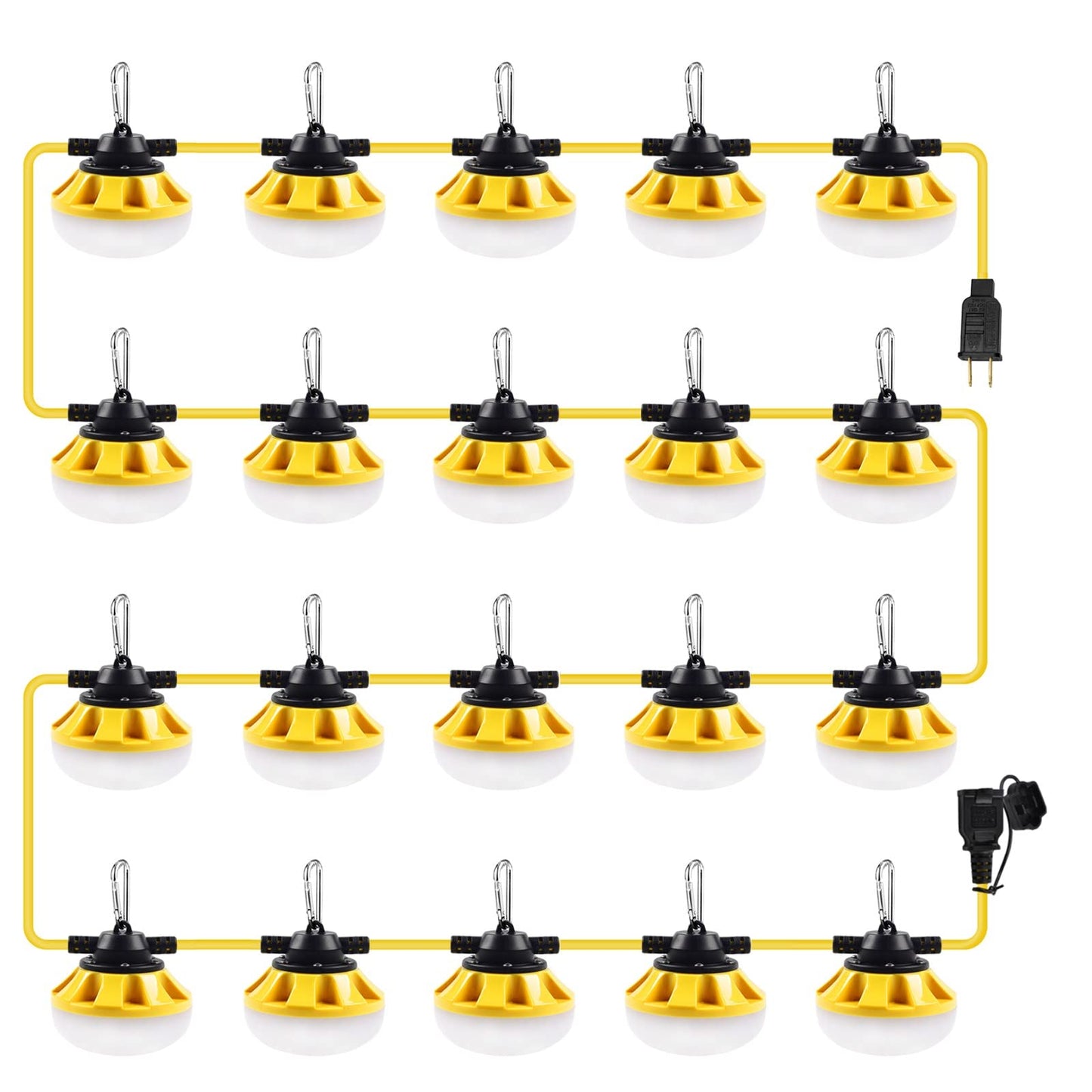 Muasdae 200Ft Led Construction String Lights, Yellow Glass, Ideal For Outdoor Lighting, Renovation, And Walkways