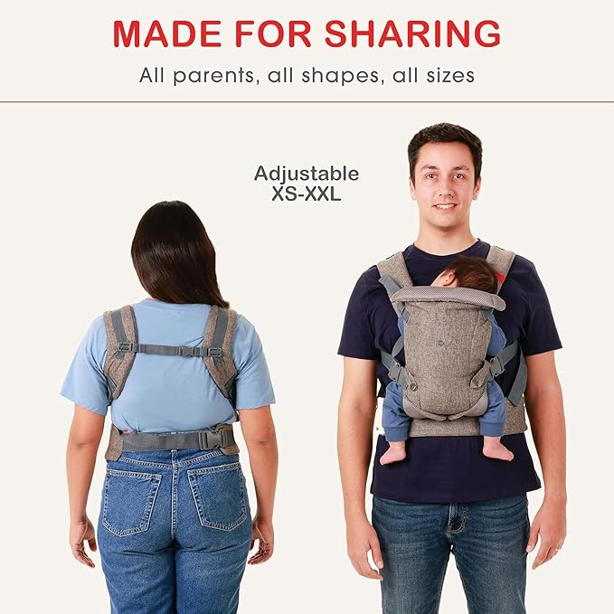 You+ME 4-in-1 Baby Carrier Newborn to Toddler 8-32 lbs - All-Position, Hip-Healthy Newborn Carrier, Adjustable Baby Carriers with Breathable 3D Mesh Panels & 2-in-1 Snap-On Bib (Gray)