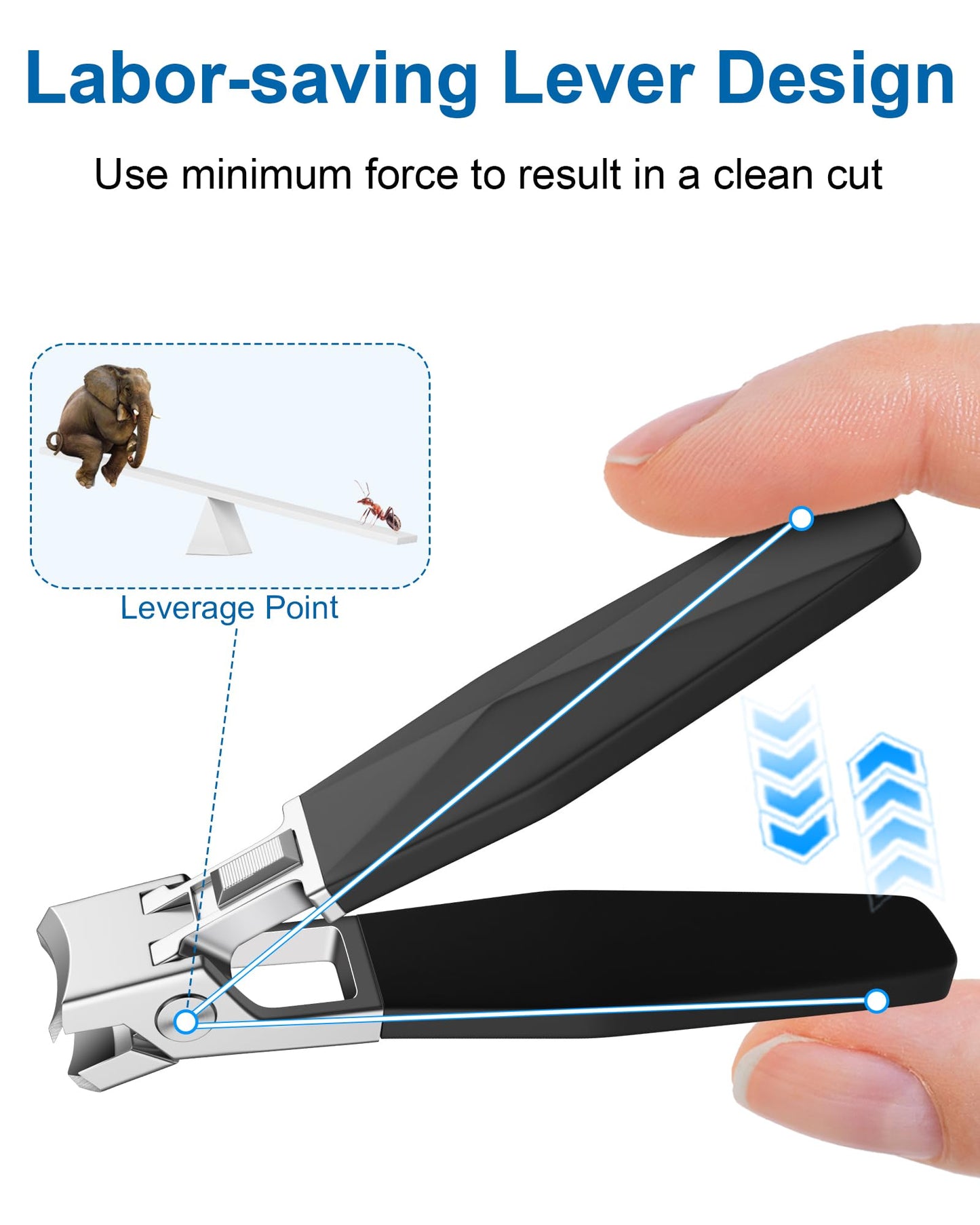 IDEEEPAN Nail Clippers - Sharp Wide Jaw No Splash Fingernail and Toenail Clipper, with Catcher & Safety Lock, for Men, Women, Se
