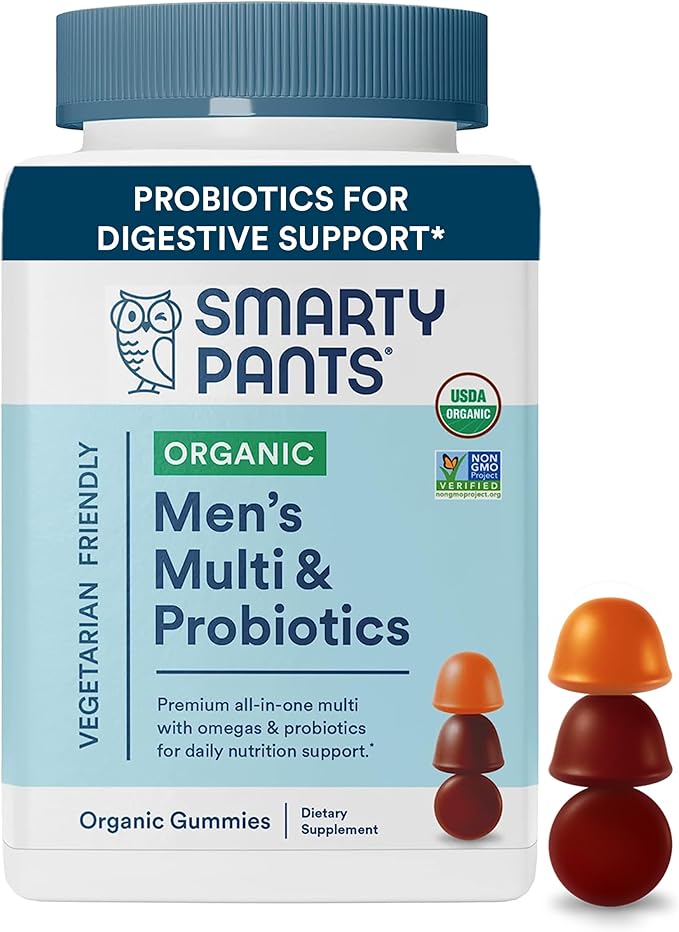 SmartyPants Multivitamin for Men, Organic Gummies: Probiotics, CoQ10, Methylfolate & Gummy Multivitamin for Women 50 and Over: Omega 3 Fish Oil (EPA/DHA), Methylfolate