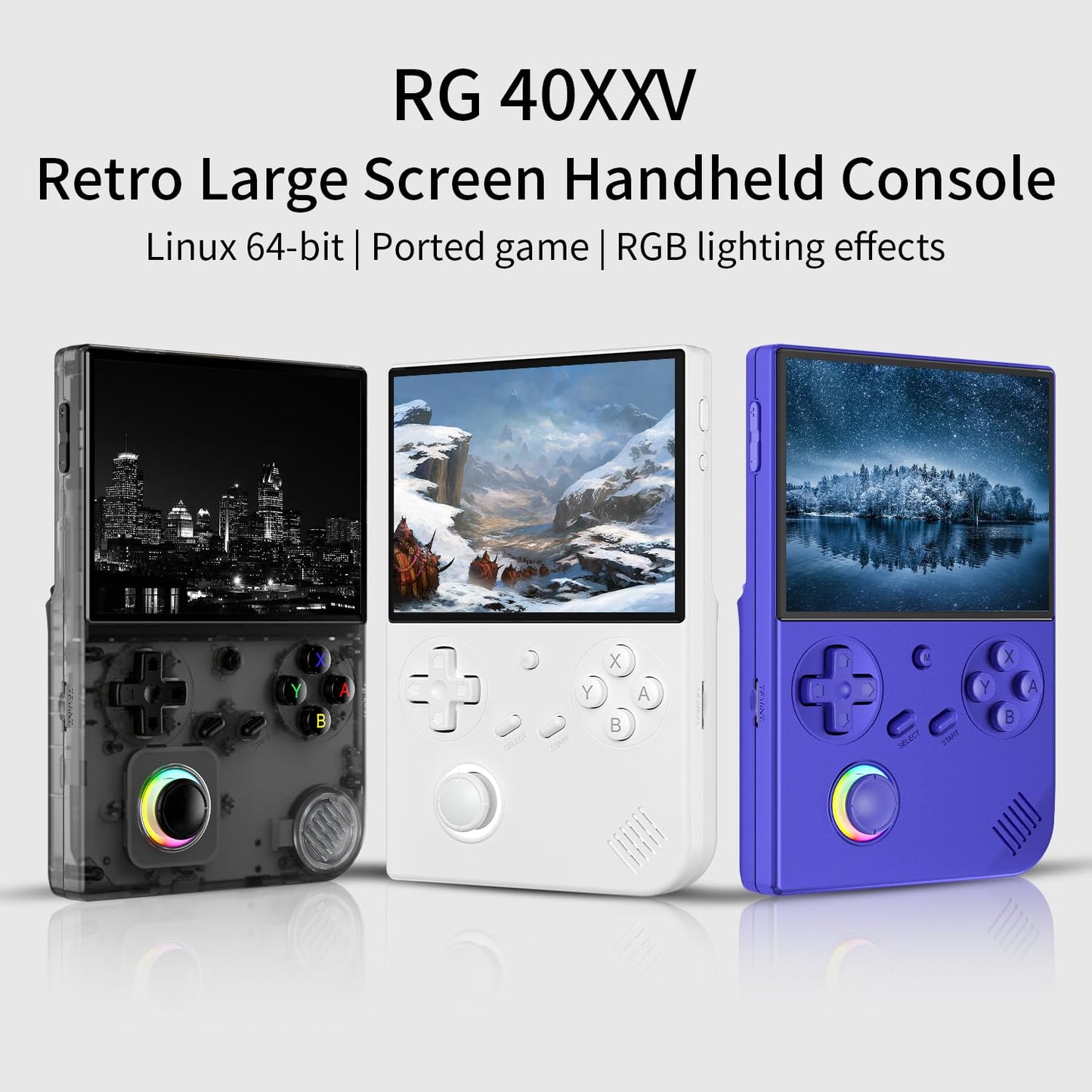 RG40XX V Retro Handheld Game Console , RG40XXV Game Console 4.0 Inch IPS Screen Linux System Built-in 64G TF Card 5017 Games Support TV Output 5G WiFi Bluetooth 4.2(Transparent Black)