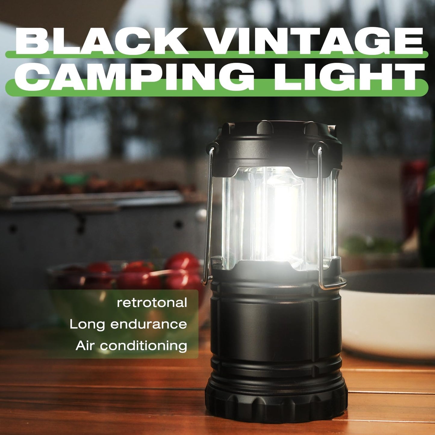 Kpkjoo Led Camping Lantern - Super Bright, Battery Operated, Black, Model 5800, Ideal For Outdoor Hiking & Emergency Use