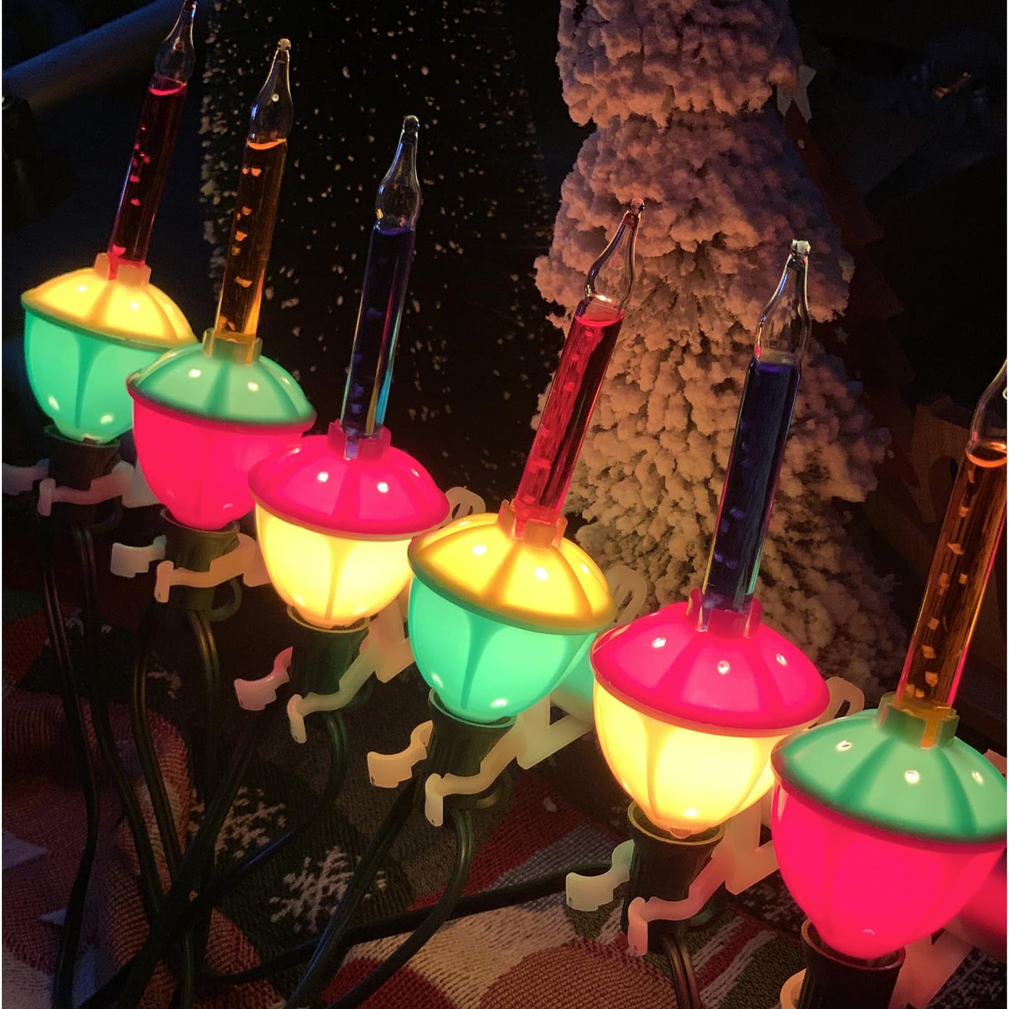 Romasaty Christmas Replacement Bubble Lights  4 Pack Multi-Color Light Bulbs - C7/E12 Candelabra Base Christmas Tree Holiday Decoration Lights