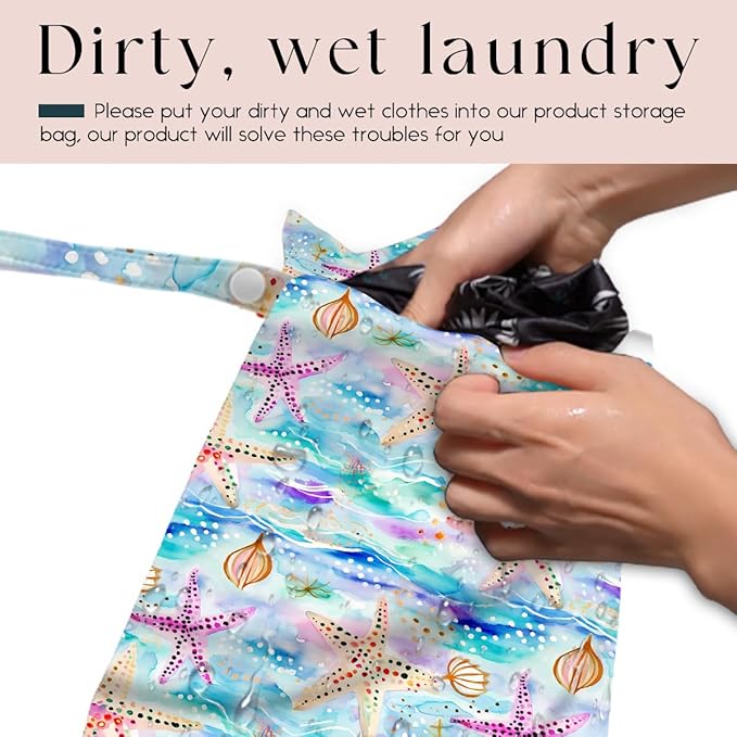 4 Pack Wet Bag for Swimsuit, Beach Travel Essentials Wet Dry Bag, for Sunscreen Toiletry Dirty Clothes Yoga Gym Diaper, Friend Summer Beach Vacation Gifts. Ocean Series