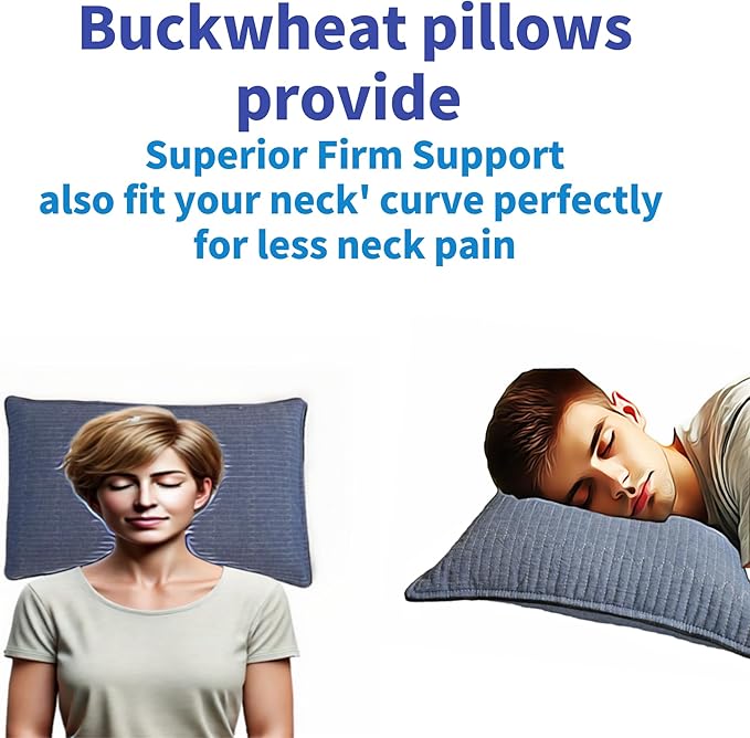 Buckwheat Pillow for Sleeping-Breathable for Cool Sleep,Cervical Support for Back and Side Sleepers,Korean Style,Standard Size 22"x14"(1pc), Light Green