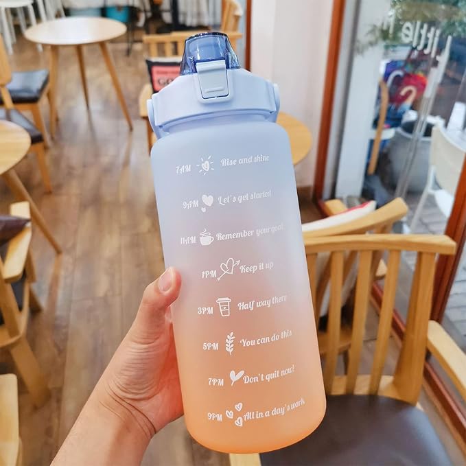 Frosted Gradient Color Rinking Bottles with Straw, Open Leakage Proof Sports Water Cup for Office, Gym, Outdoor(Light Blue)