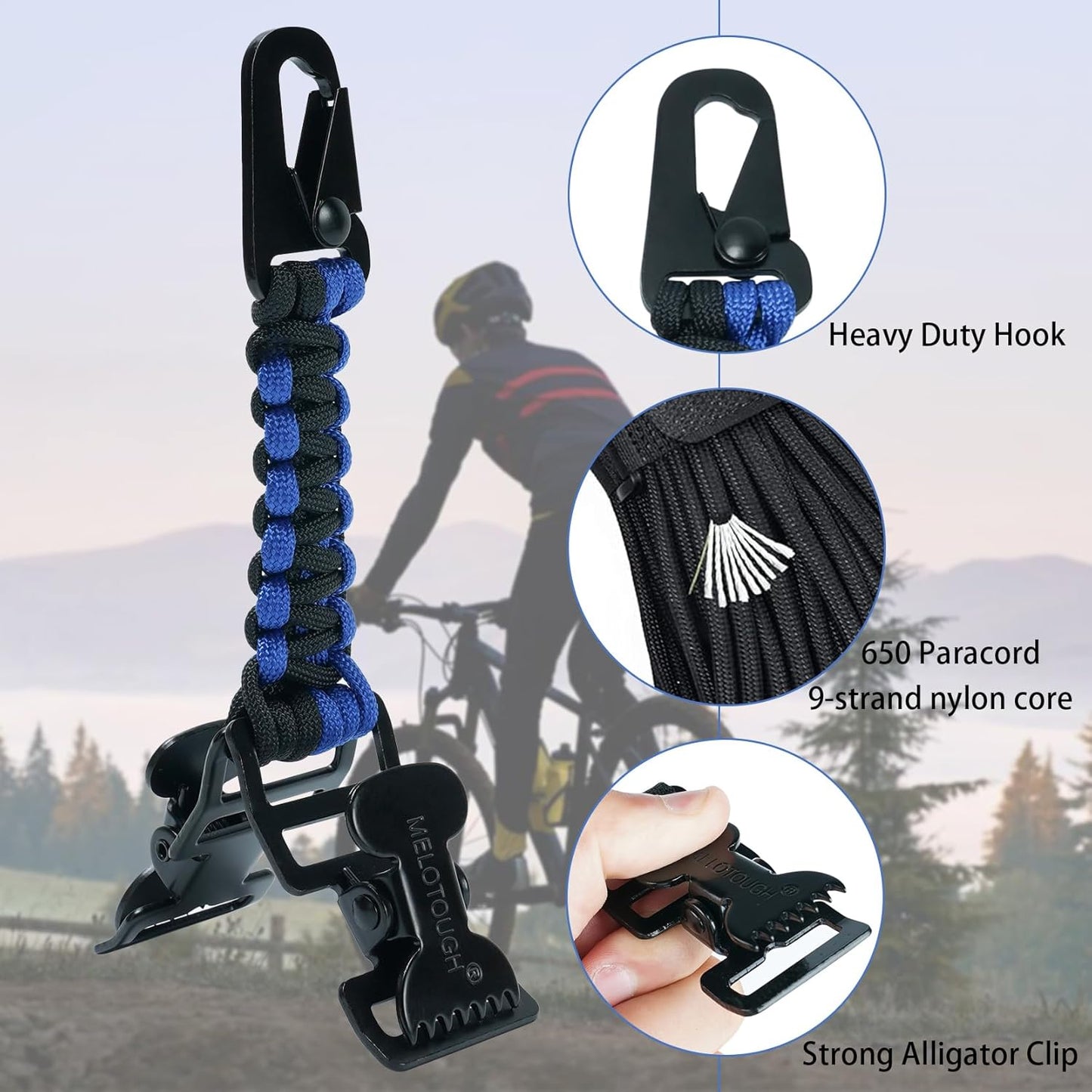MELOTOUGH Glove Clips Tactical Glove Clip Paracord Work Glove Clip Holder with 2 Alligator Clips for Tactical Backpack,Tool Belt,Outdoor Accessory