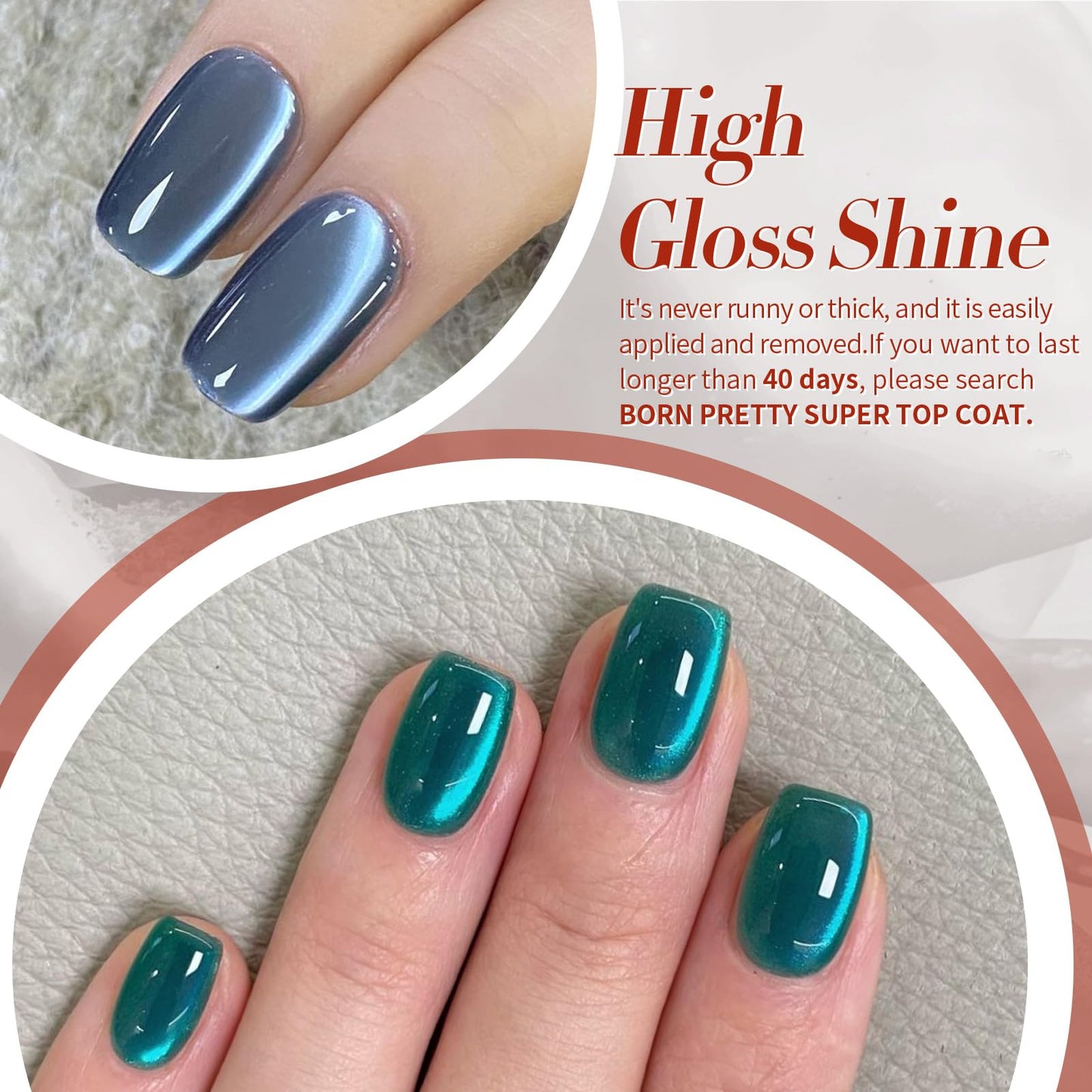 BORN PRETTY Magnetic Gel Nail Polish Water Light Cat Magnetic Eye Gel Black Orchid Jelly Glass Crystal Magnetic Gel Polish Glitt