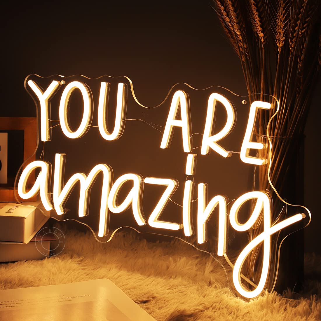 Sylhome Led Neon Light Sign - You Are Amazing, 16.9 X 10.6, Warm White Acrylic Decor For Bedroom, Classroom, Birthday & Christmas Gift