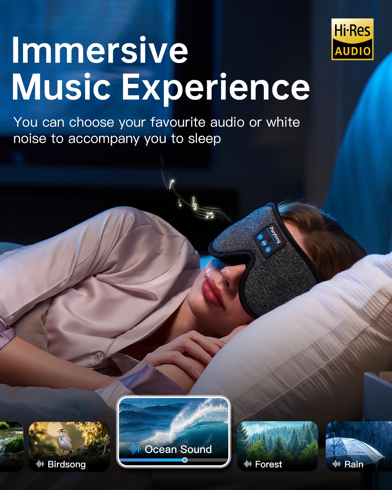 2 Pack Bluetooth Sleep Mask & Sleep Headphones, Skin-Friendly Sleeping Eye Mask with Bluetooth Headphones, Sleep Gifts for Women Men, AudioBooks, Insomnia, Yoga, Air Travel, Meditation, Christmas