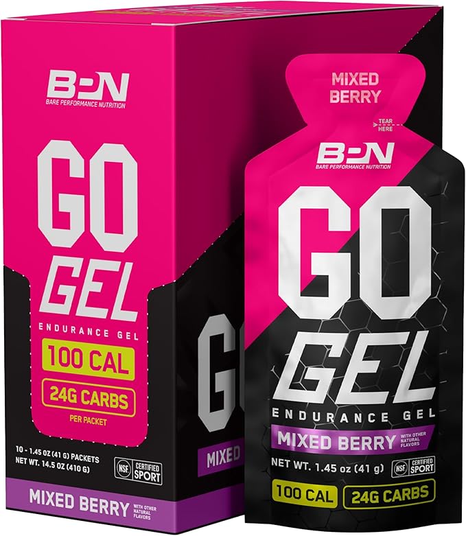 BARE PERFORMANCE NUTRITION, BPN Go Gel Endurance, 24g of Carbohydrates & 100 Calories per Pack, Vegan + Gluten Free Runnin...