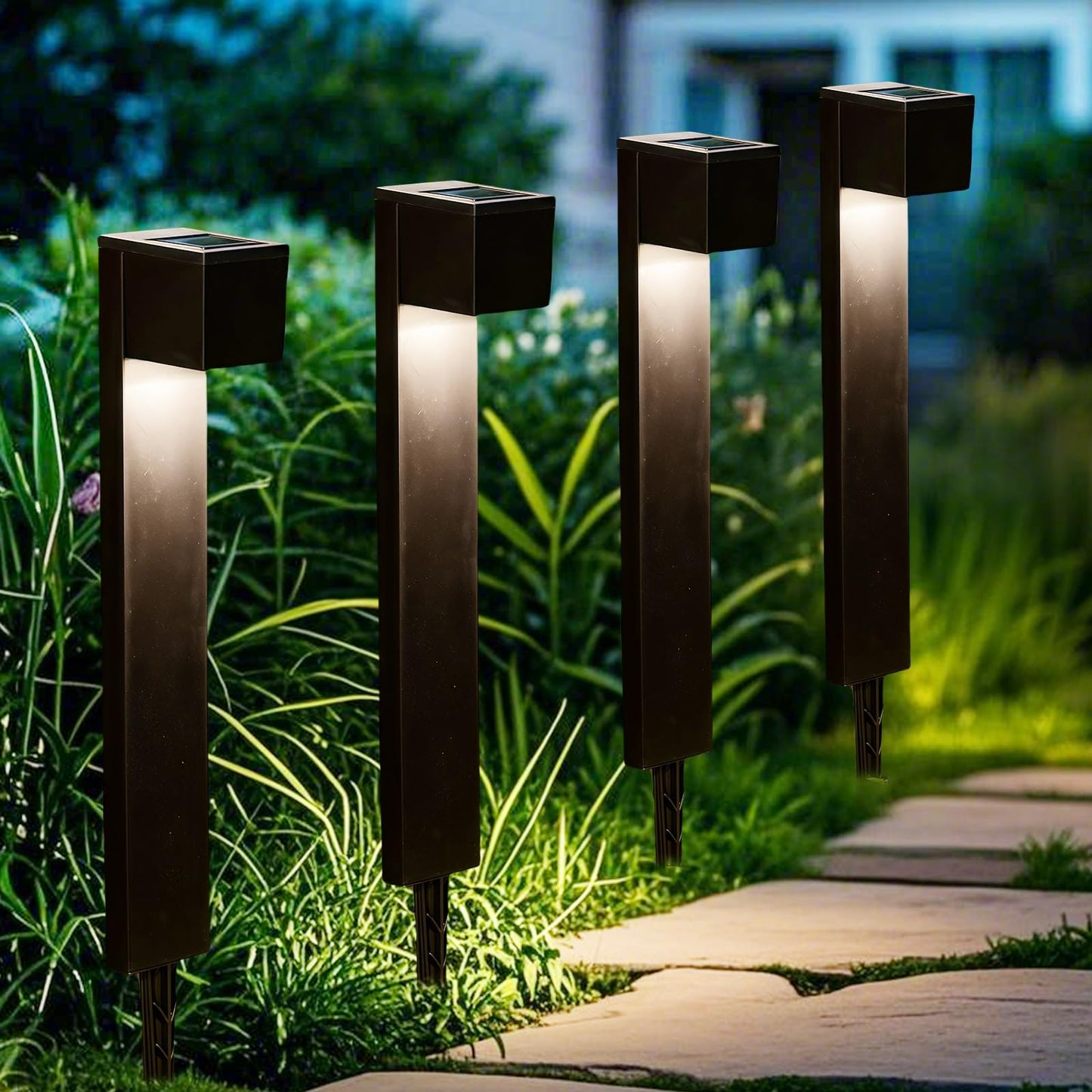 Dynaming Solar Pathway Lights, Waterproof Auto On/Off, 6 Pack, Black, Model DC23551-6, Ideal for Garden and Landscape Decor