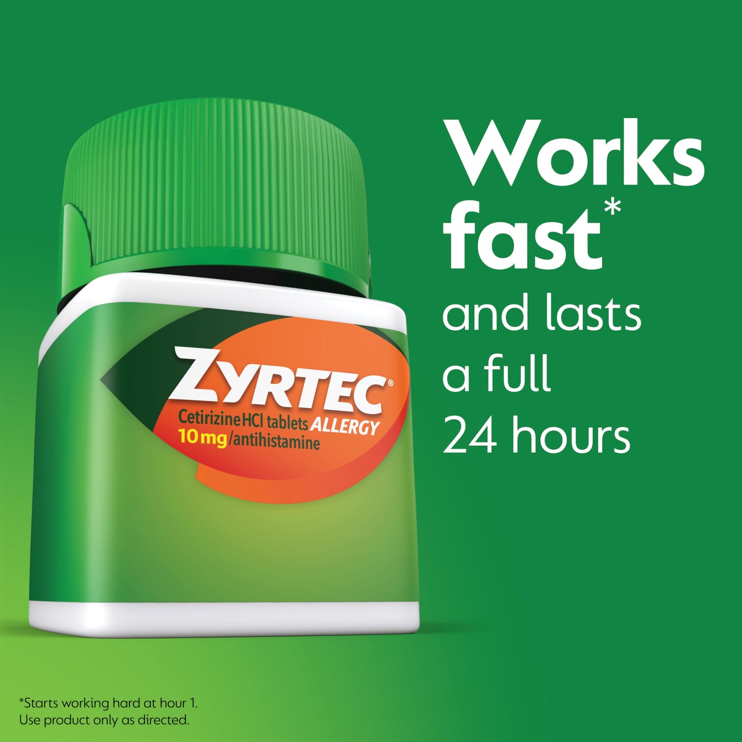 Zyrtec 24 Hour Allergy Medicine Tablets, Indoor & Outdoor Allergy Pills, Non Drowsy Antihistamine, 10 mg Cetirizine HCI, Relief from Runny Nose, Sneezing, Itchy & Watery Eyes, 75 ct