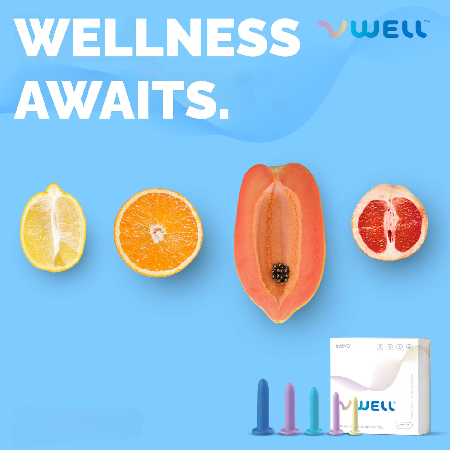 VWELL Silicone Wands Set Hands-Free Suction Tapered Medical Silicone (Complete 5 Kit System)