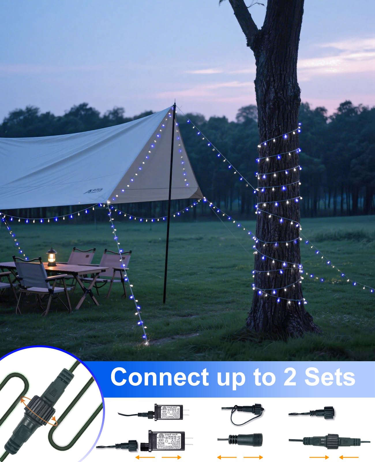 157Ft 480 Led Christmas Lights Outdoor  Christmas Tree Lights Waterproof  8 Modes Plug In Fairy String Light For Indoor Bedroom Garden Patio Xmas Party Decorations  Blue White