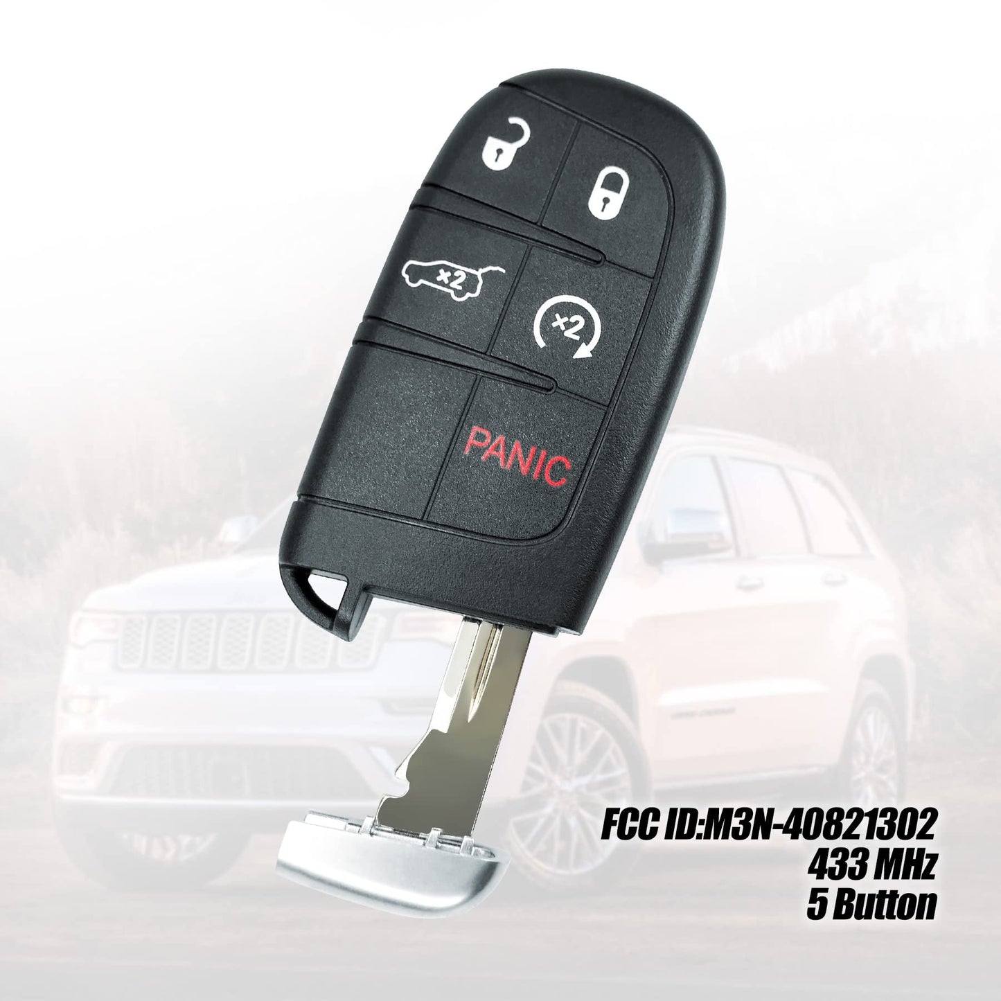 Key Fob Compatible With Jeep Grand Cherokee 2014 2015 2016 2017 2018 2019 2020 2021 5-Button Keyless Entry Remote Control Car Ke