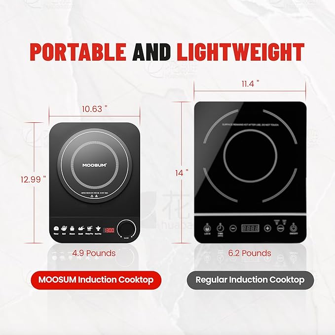 Induction Cooktop Portable, 1300W Mini Stove with 5 Cooking Modes - Easy to Use & 18 Power Levels, Induction Burner with LCD Sensor Touch, Timer for Tiny Kitchen, Apartment, Camping, RV