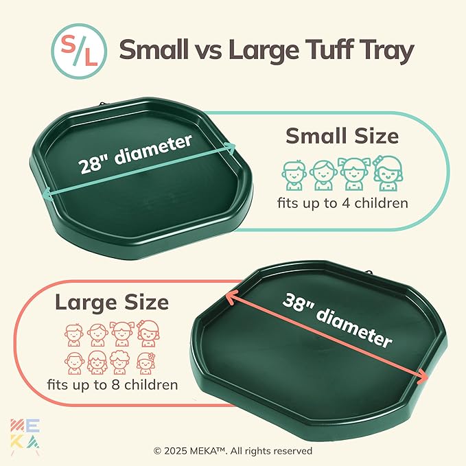MEKA Tuff Tray for Sensory Play, Sensory Tray for Kids, Toddler Water Table, Tuff Spot Sensory Bin for Toddlers (Dark Green, Large (38" x 38"))