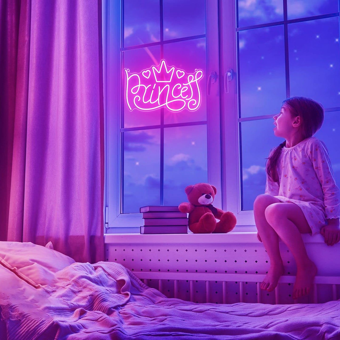 Princess Neon Signs For Wall Decor  Large Led Lights Sign Unique Art Ornaments With Switch  Chirstmas Birthday Party Decoration  Gift For Girl Boys.