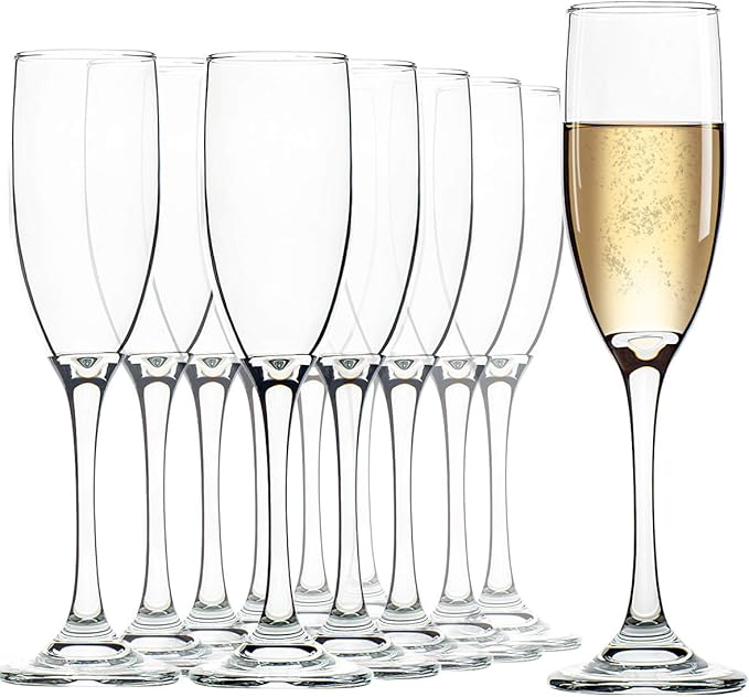 UMEIED Champagne Flutes Set of 12, 6 Oz Premium Champagne Glasses for Parties, Weddings, Classic Sparkling Wine Glass, Cry...