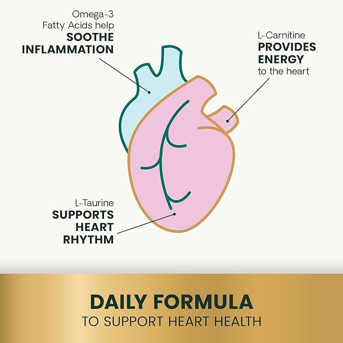 VetriScience Omega Healthy Heart Easy-Open Capsules, Cardio Strength Taurine and Omega-3 Supplement for Dogs & Cats, Heart Support Supplement, 90 Count