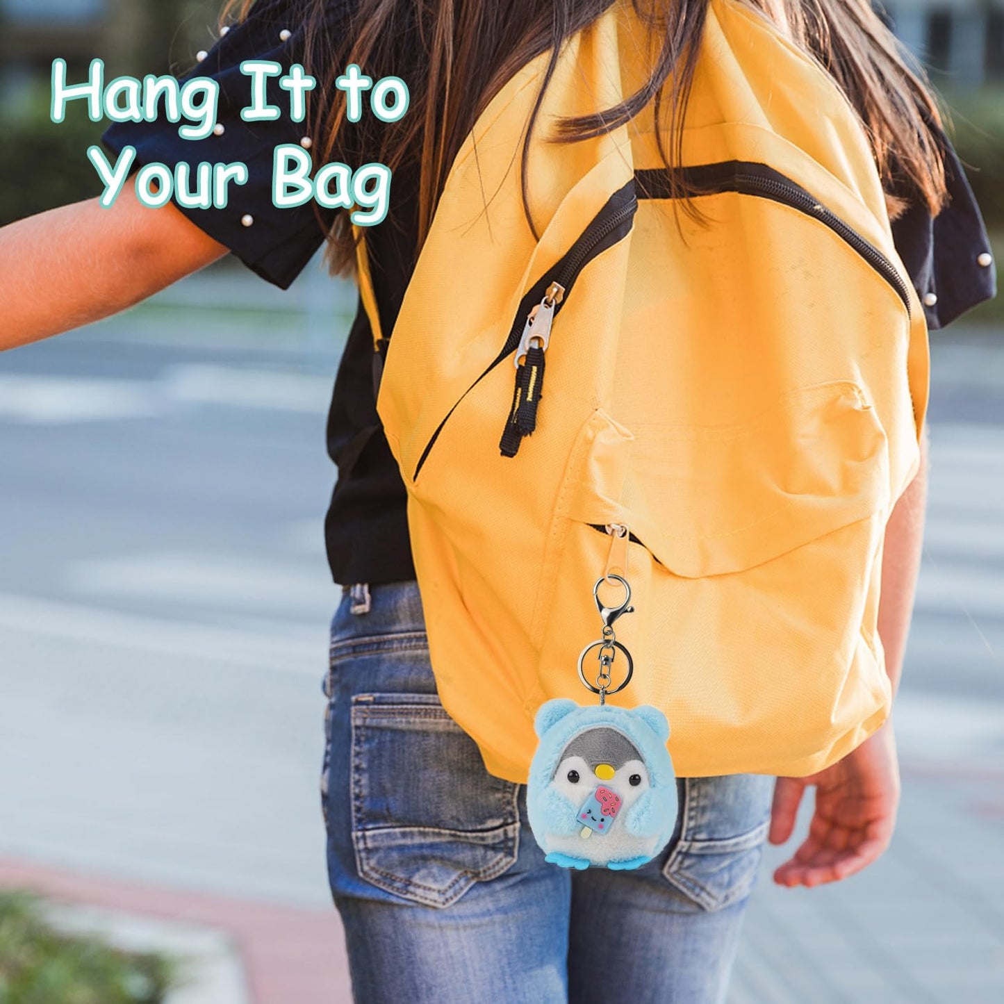 Anboor 2 Pcs Penguin Plush Keychain, Cute Stuffed Animal Keychain for Backpack, Purse, Handbag, Car Keys