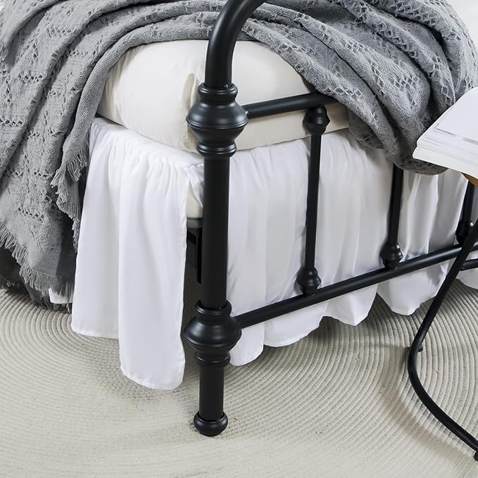 Bed Skirt King Size Ruffled Bed Skirts with Split Corners, 22 Inch Drop Dust Ruffle Bed Skirt with Platform, White, King - 22" Drop