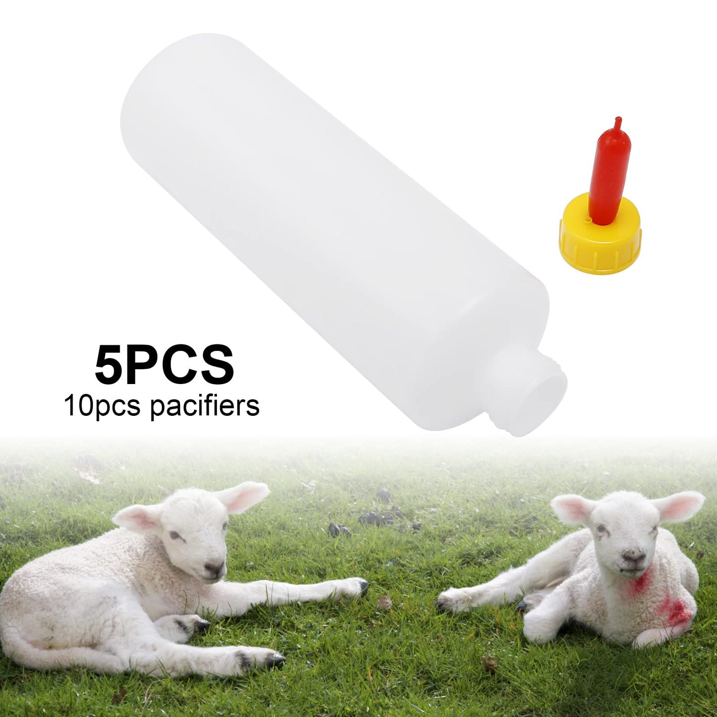 ZUDKSUY 5 Sets 400ml Lamb Feeding Bottle, Lamb Goat Nipples, Kid Livestock Drink Bottle, Goat Bottles for Feeding Baby Goats, Milk Feeder Bottles for Farm