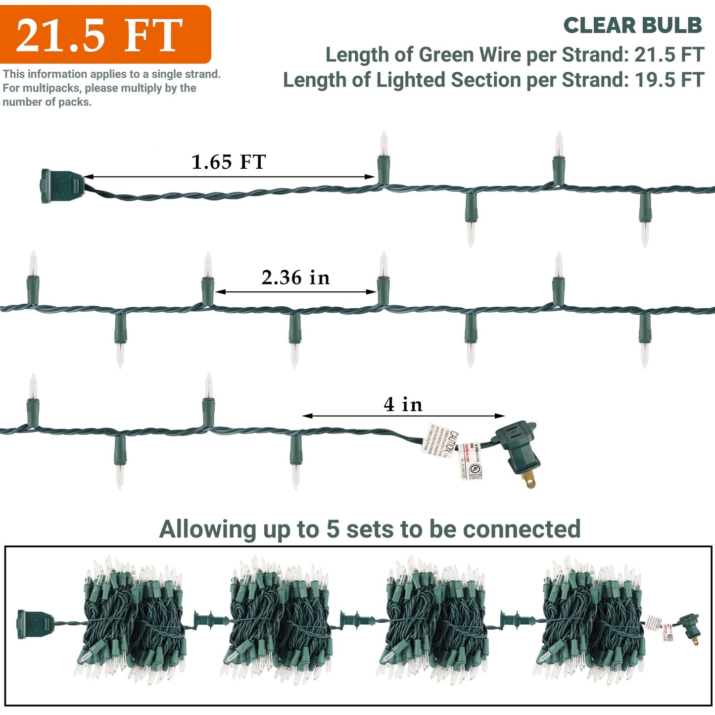 Watereem Clear Christmas String Lights  100 Count  Incandescent Mini Christmas Lights  Connectable Xmas Tree Light For Indoor Outdoor Garland Birthday Holiday Wedding Festival Party