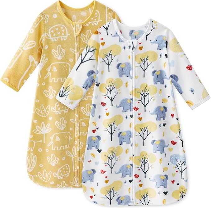 Unnivoll Fleece Baby Sleep Sack 0-6 Months Long Sleeve 1.0 Tog Baby Wearable Blanket Microfleece Sleeping Sack with 2-Way ...