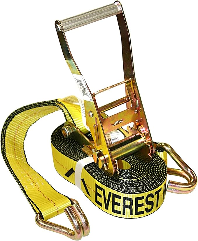 Everest Premium Ratchet Tie Down – 1 PK – 2 IN – 27 FT – 3333 LBS Working Load – 10000 LBS Break Strength – Double J Hook...