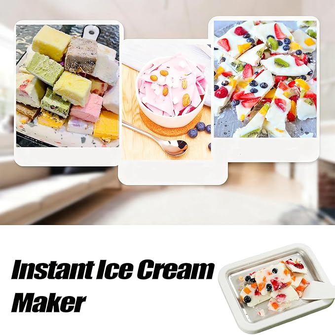 Rolled Ice Cream Maker, At-Home Rolled Ice Cream Machine with Instant Freeze Tray & 2 Scrapers,DIY Fun Family Activity Instant Ice Cream Maker for Yogurt, Sorbet (Green)